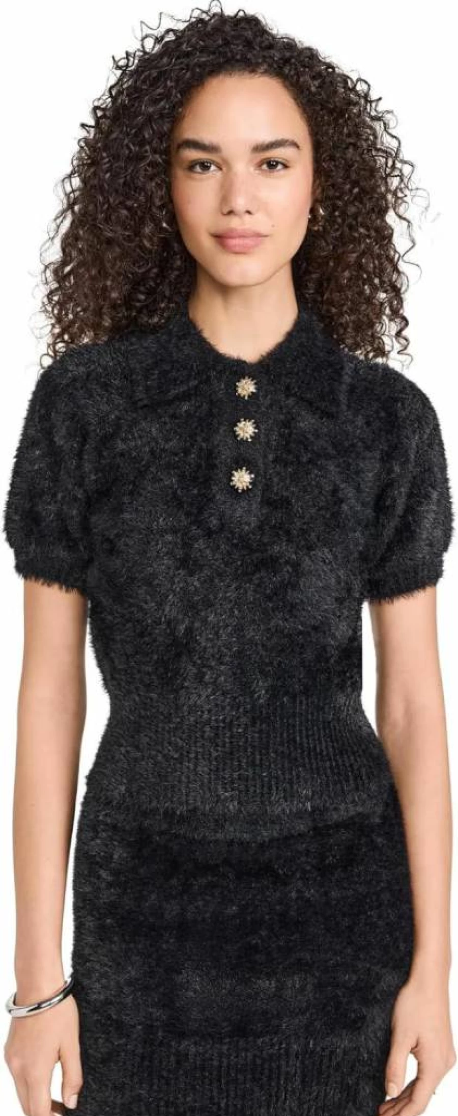 Endless Rose Women's Fuzzy Knit Sweater with Jewel Embellishments