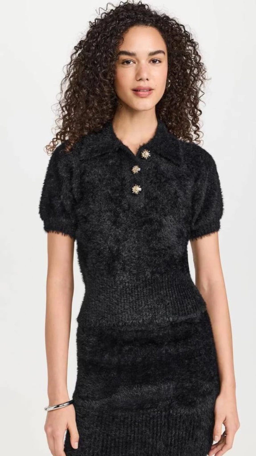 Endless Rose Women's Fuzzy Knit Sweater with Jewel Embellishments