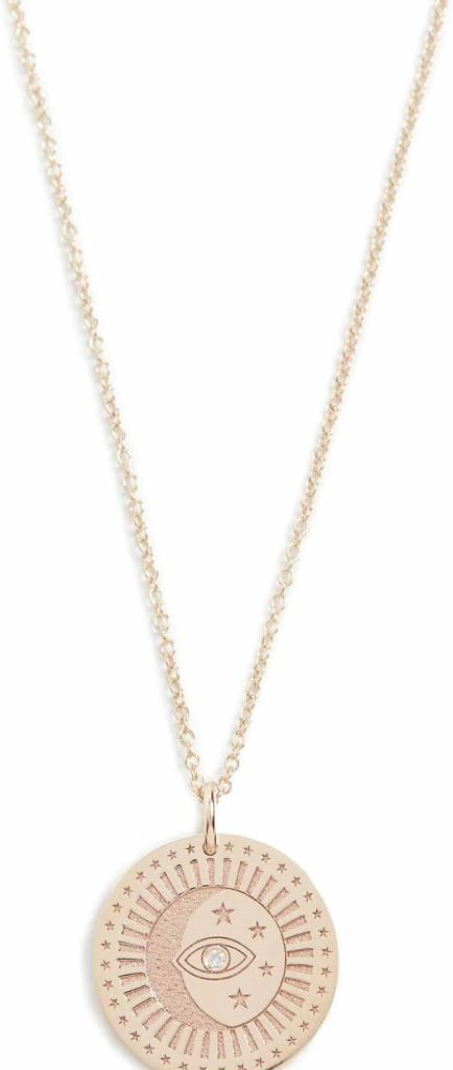 ZOE CHICCO 14K Gold Celestial Protection Necklace for Women - Small Medallion Pendant