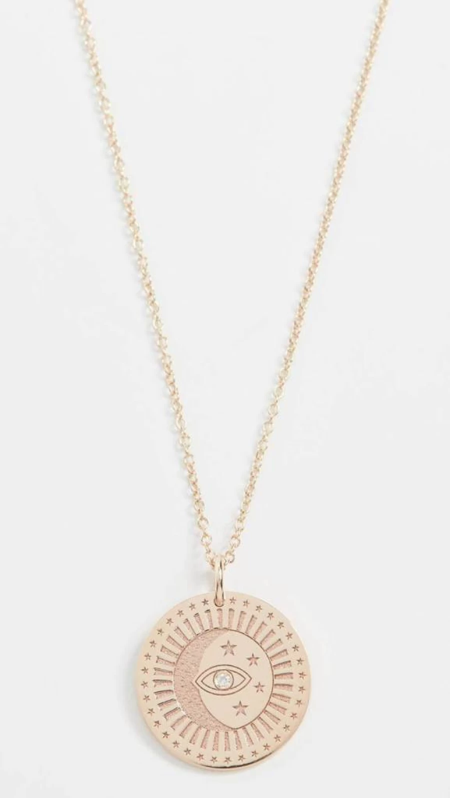 ZOE CHICCO 14K Gold Celestial Protection Necklace for Women - Small Medallion Pendant
