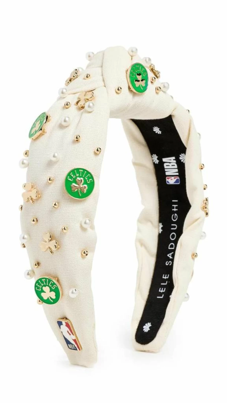 Lele Sadoughi Embellished Boston Celtics Headband for Women - Ivory White Fashion Accessory
