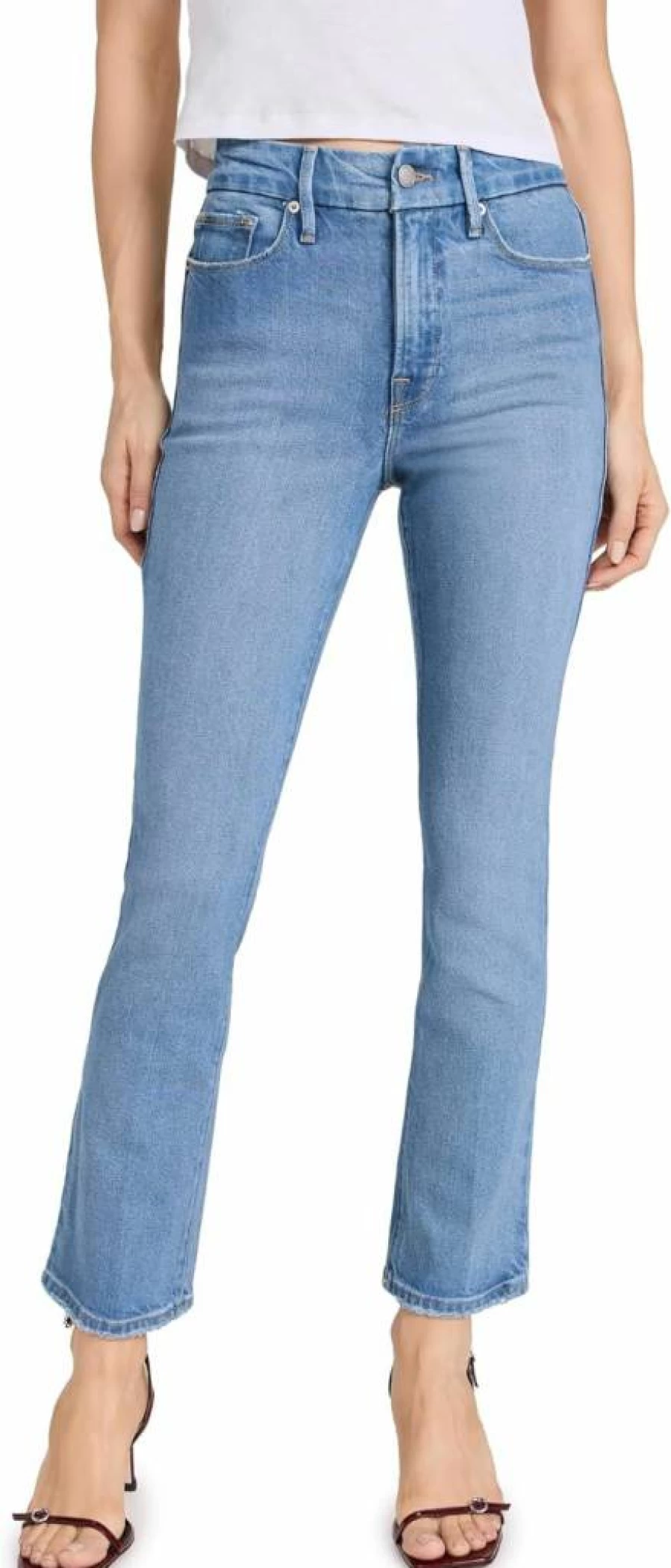 Good American Black Good Legs Straight Jeans for Women | High-Waisted Slim Fit Denim Pants