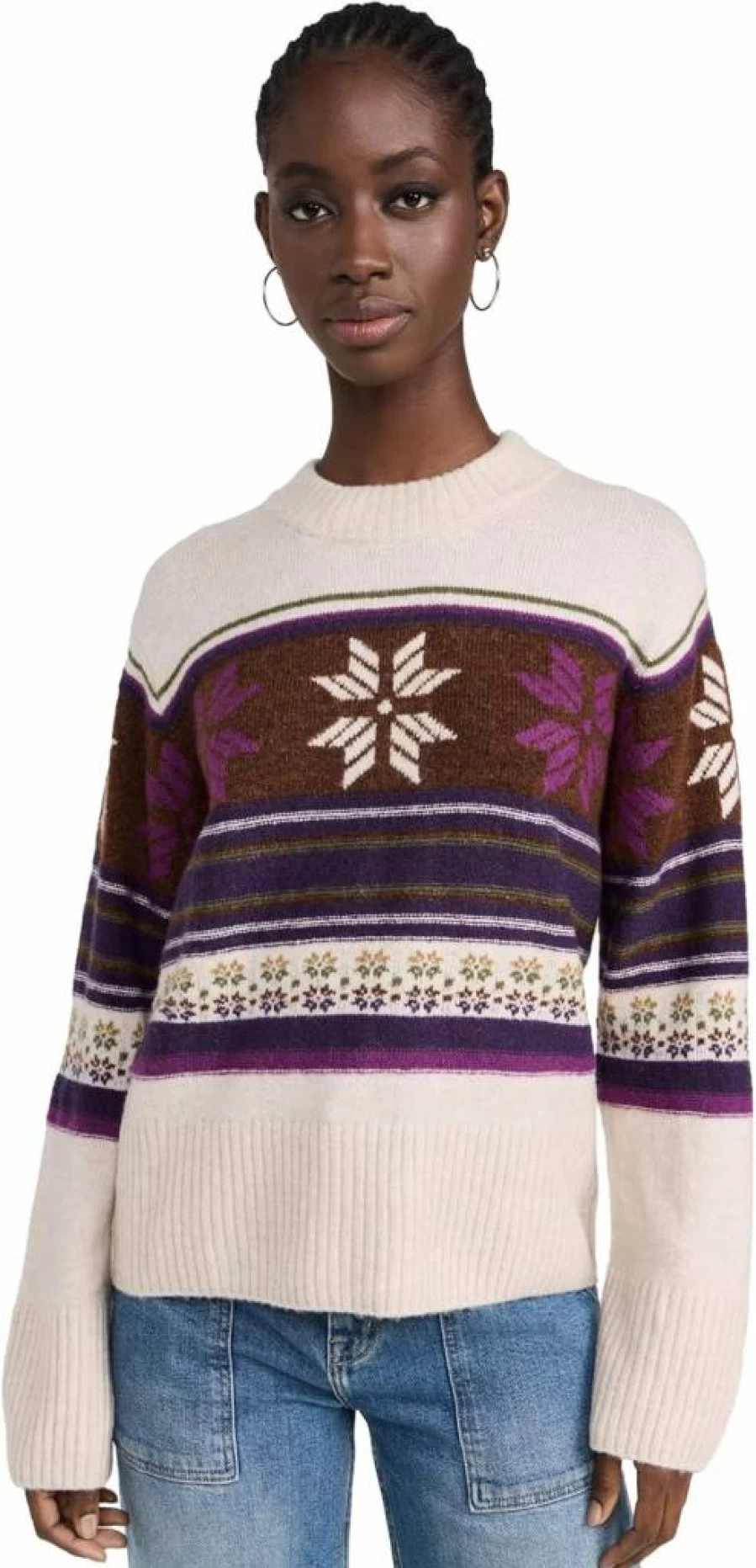 Faherty Women's Winter Solstice Knit Sweater Cozy Cable Pullover Holiday Casual Top