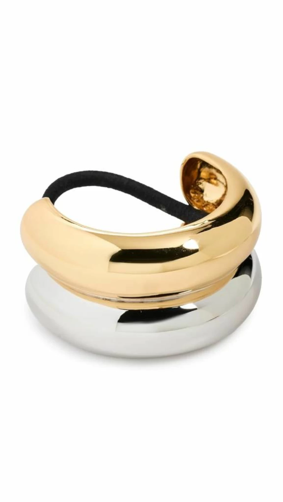 LELET NY Glossy Double Arch Pony Cuff Bracelet - Gold & Silver Mixed Metal Fashion Jewelry