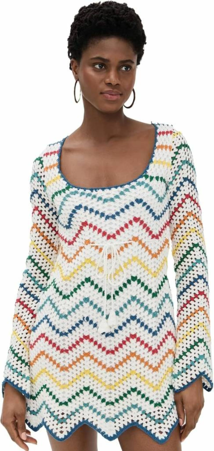 Saylor Women's Rainbow Crochet Mini Dress - Boho Chic Summer Beach Outfit