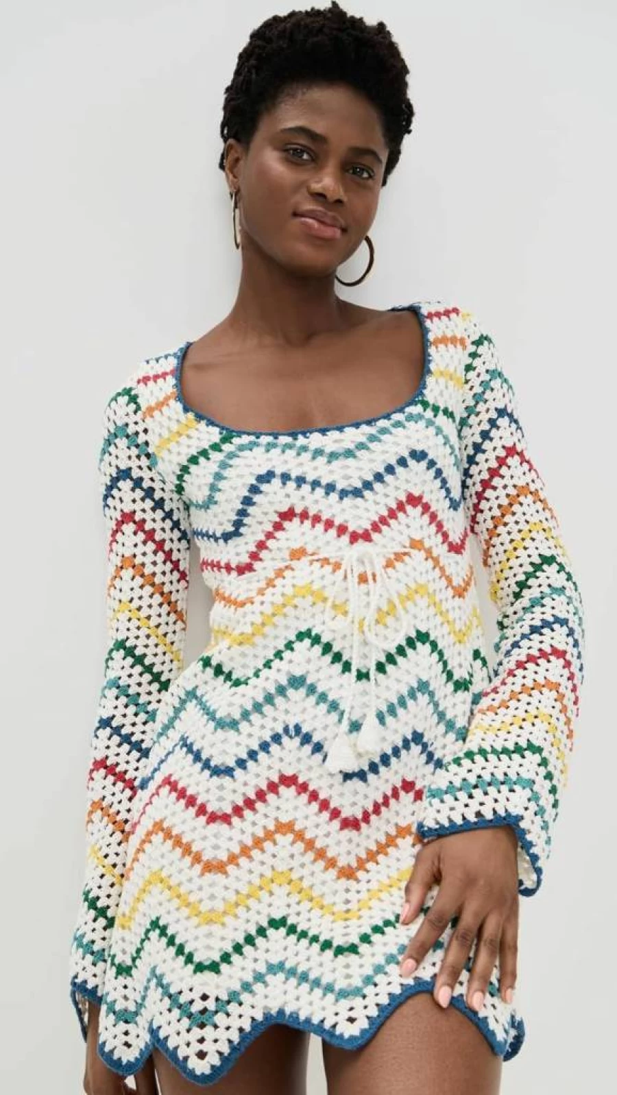 Saylor Women's Rainbow Crochet Mini Dress - Boho Chic Summer Beach Outfit