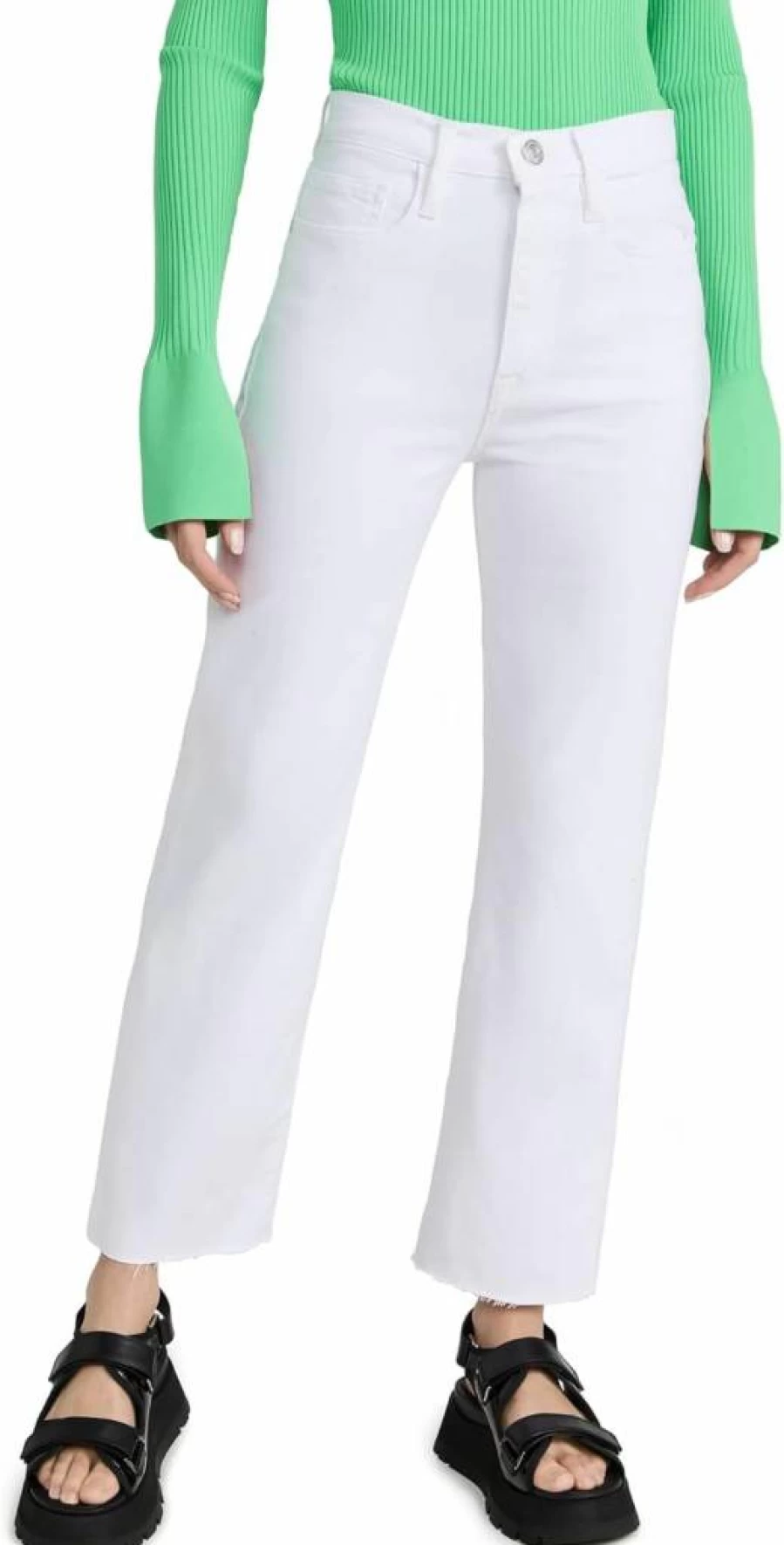 FRAME Women's Le Jane High-Rise Raw Hem Crop Jeans