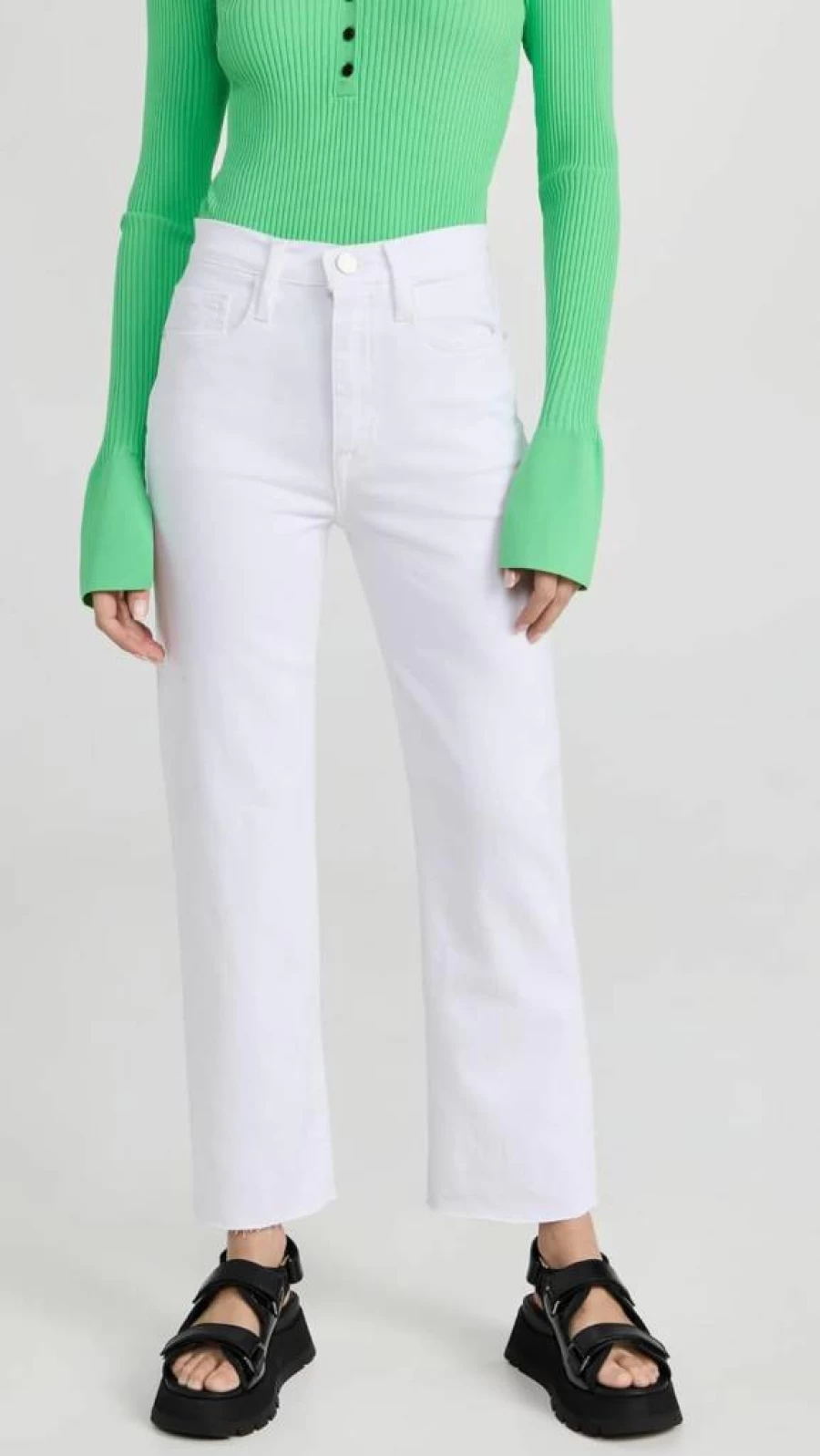 FRAME Women's Le Jane High-Rise Raw Hem Crop Jeans