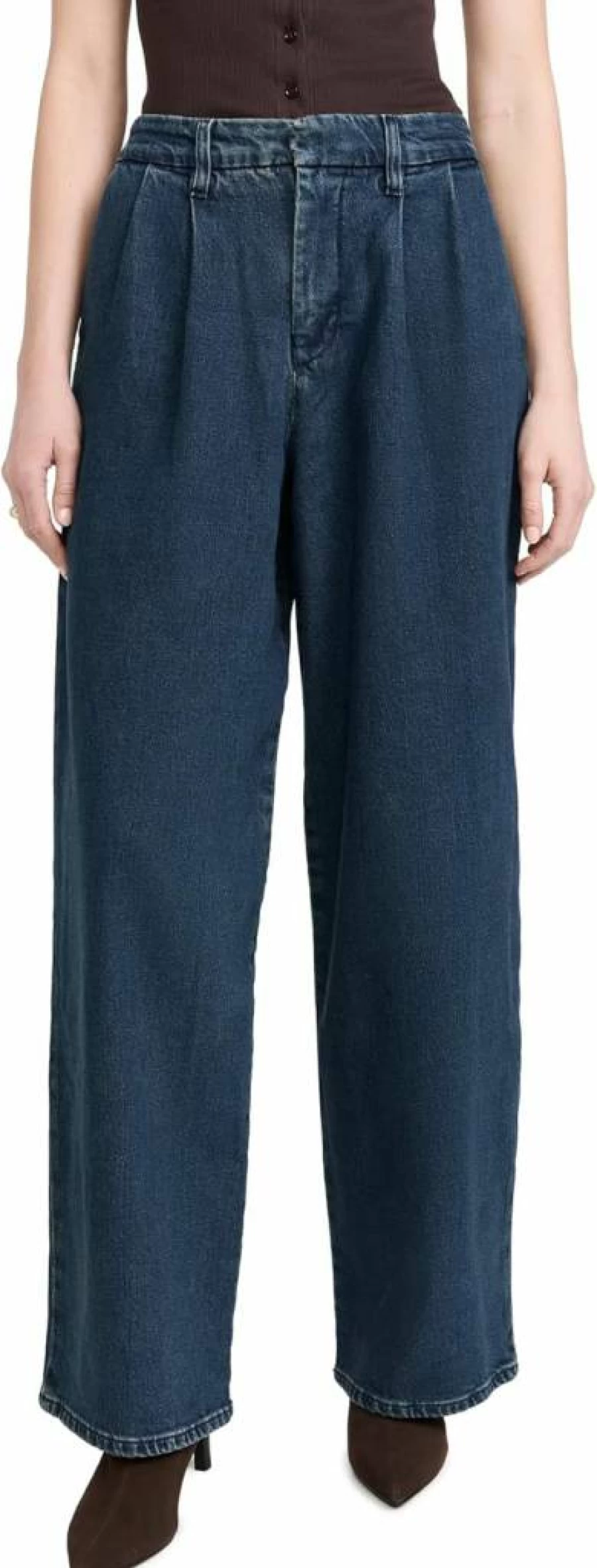 Good American Women's 90s High-Waisted Pleated Trousers - Vintage Retro Wide Leg Pants