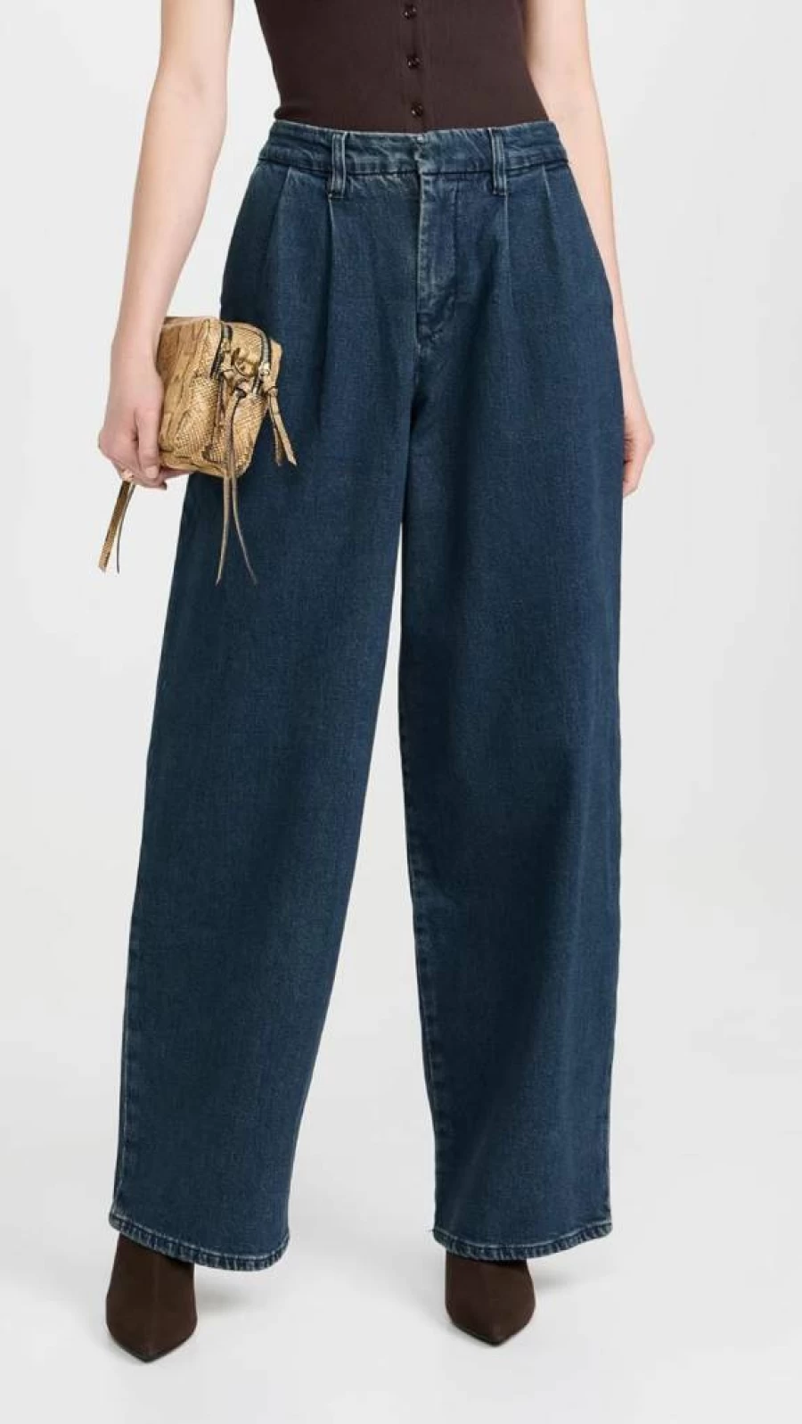 Good American Women's 90s High-Waisted Pleated Trousers - Vintage Retro Wide Leg Pants