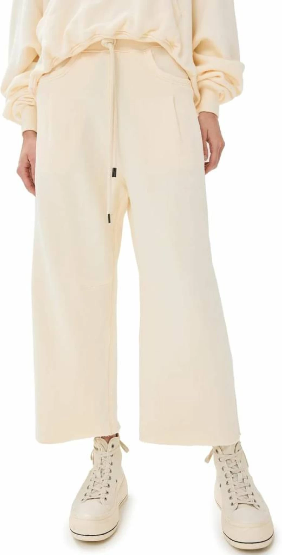 R13 Women's High-Waisted Cropped Pleated Sweatpants - Trendy Casual Lounge Pants