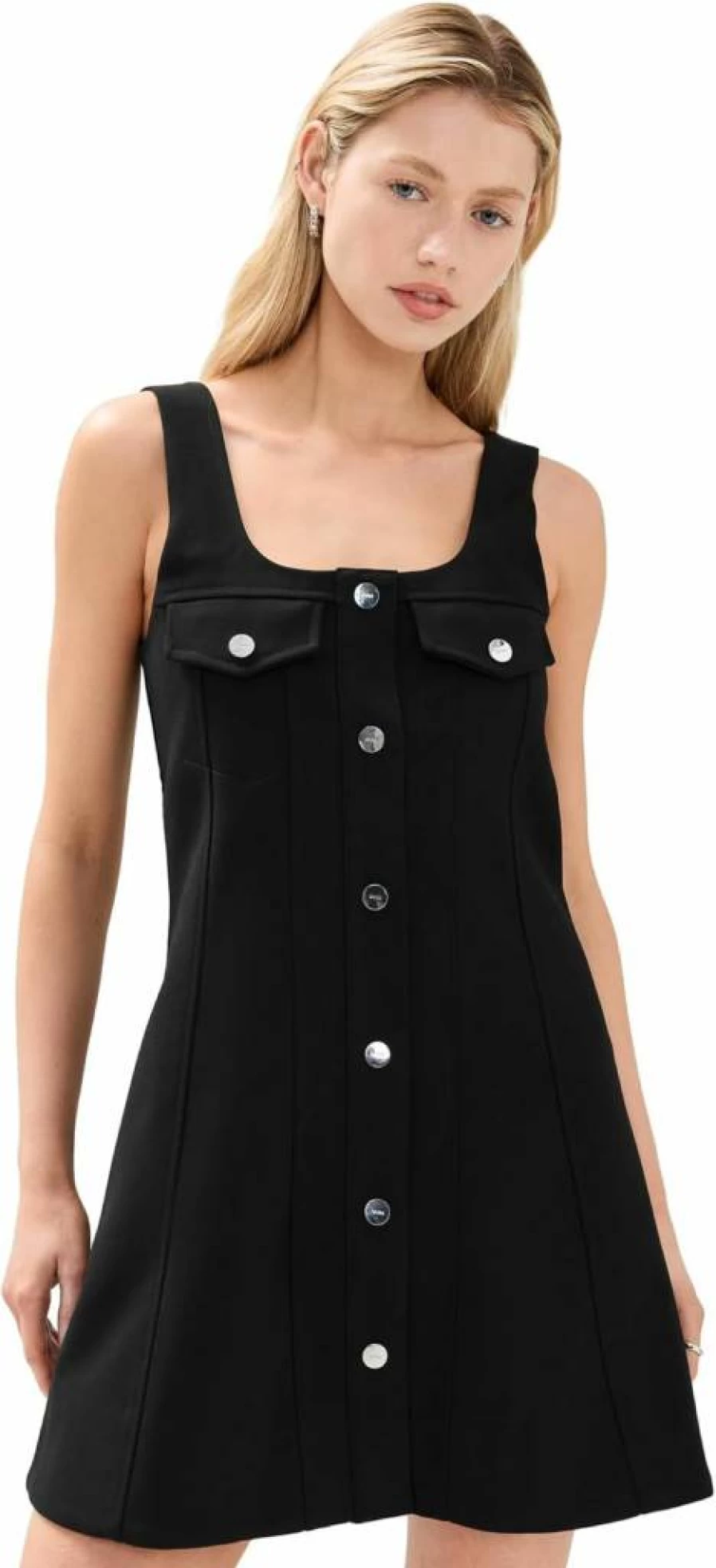 Ganni Women's Bonded Crepe Mini Dress - Elegant Short Sleeve Party Dress for Women