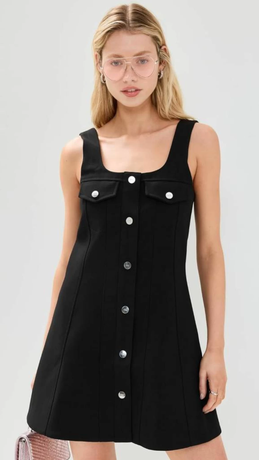 Ganni Women's Bonded Crepe Mini Dress - Elegant Short Sleeve Party Dress for Women