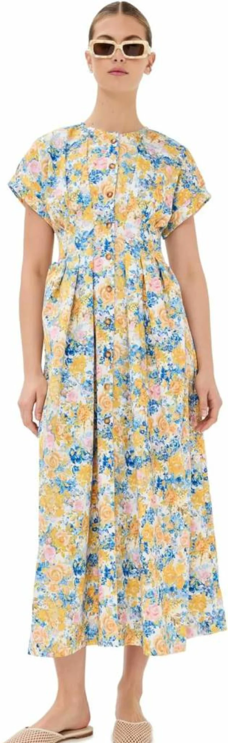 Kika Vargas Women's Dena Dress - Elegant Floral Printed Midi Dress for Women