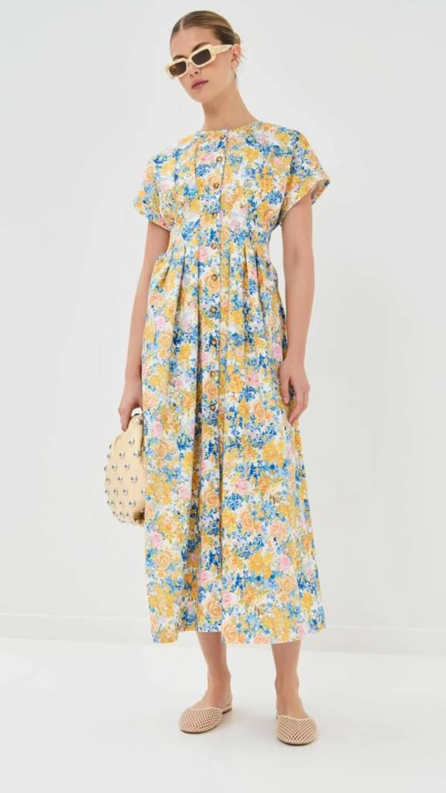 Kika Vargas Women's Dena Dress - Elegant Floral Printed Midi Dress for Women