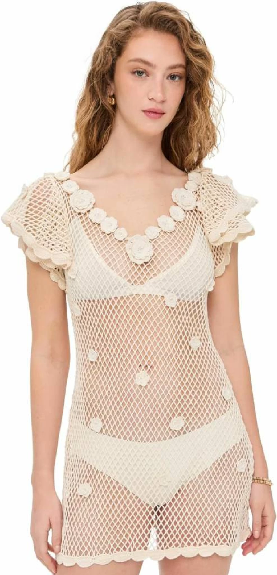 For Love & Lemons Women's Betty Floral Knit Mini Dress - Feminine Bohemian Style