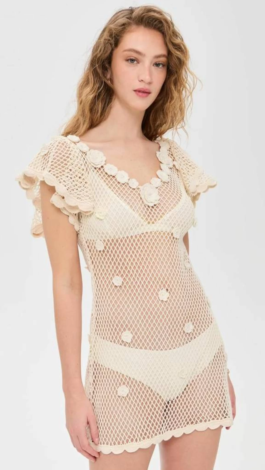 For Love & Lemons Women's Betty Floral Knit Mini Dress - Feminine Bohemian Style