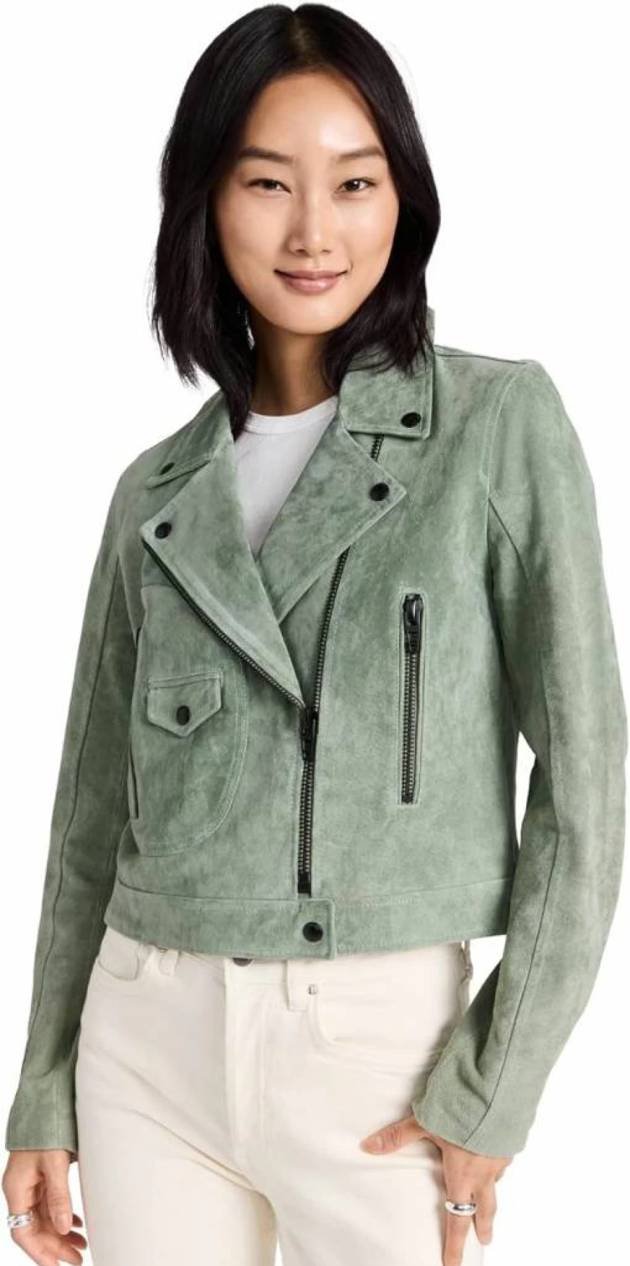 BLANKNYC Women's Genuine Suede Moto Jacket with Black Zipper Details - Stylish & Comfortable Leather Coat