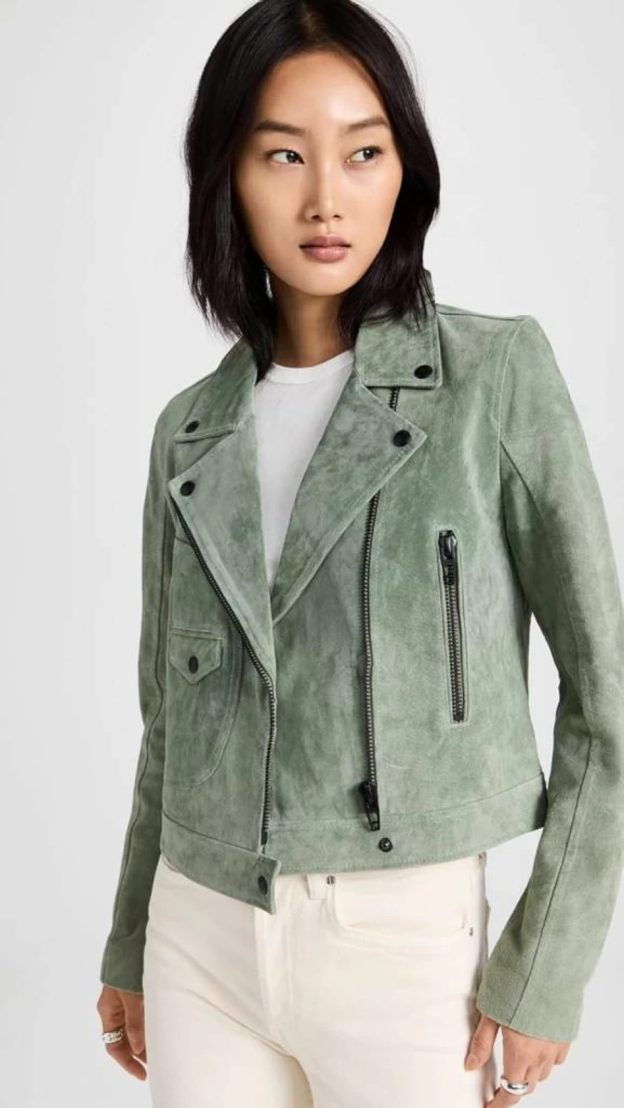 BLANKNYC Women's Genuine Suede Moto Jacket with Black Zipper Details - Stylish & Comfortable Leather Coat