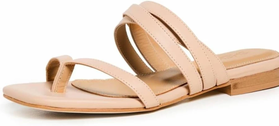 Shekudo Women's Bold Leather Sandals - Chunky Sole Slide Sandals for Women