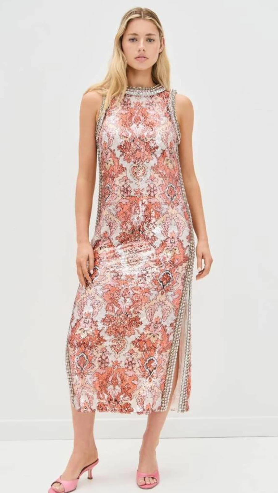 Cinq a Sept Women's Ayden Sequin Damask Dress - Elegant Party Gown for Special Occasions
