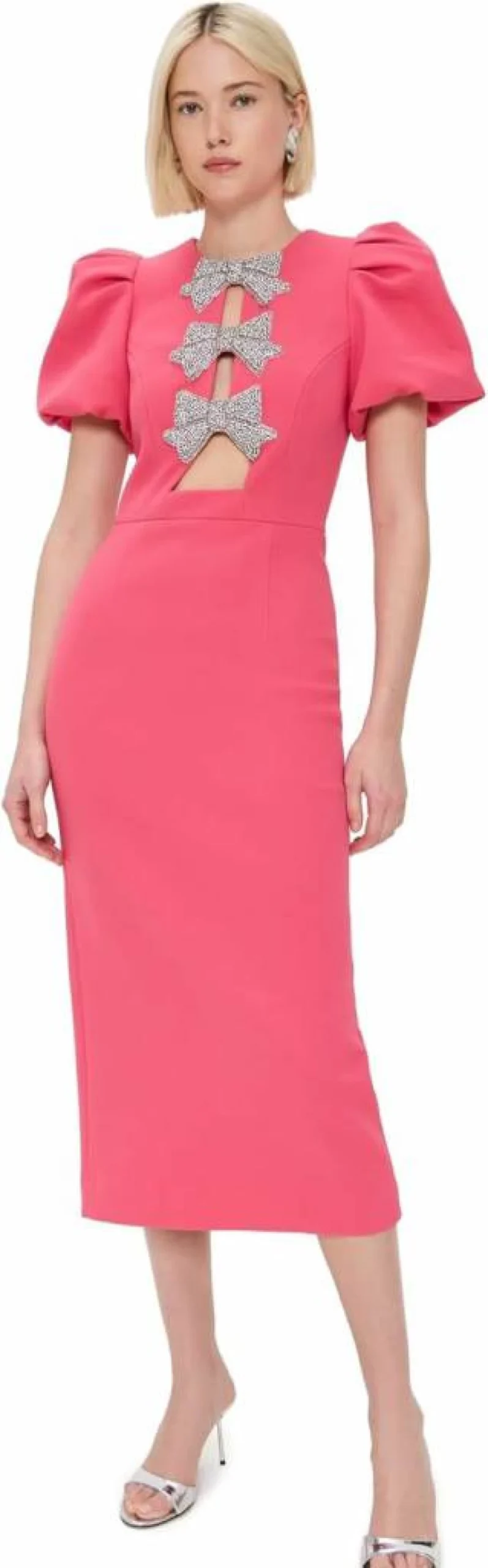 Rebecca Vallance Women's Posey Floral Puff Sleeve Midi Dress with Ruffle Hem