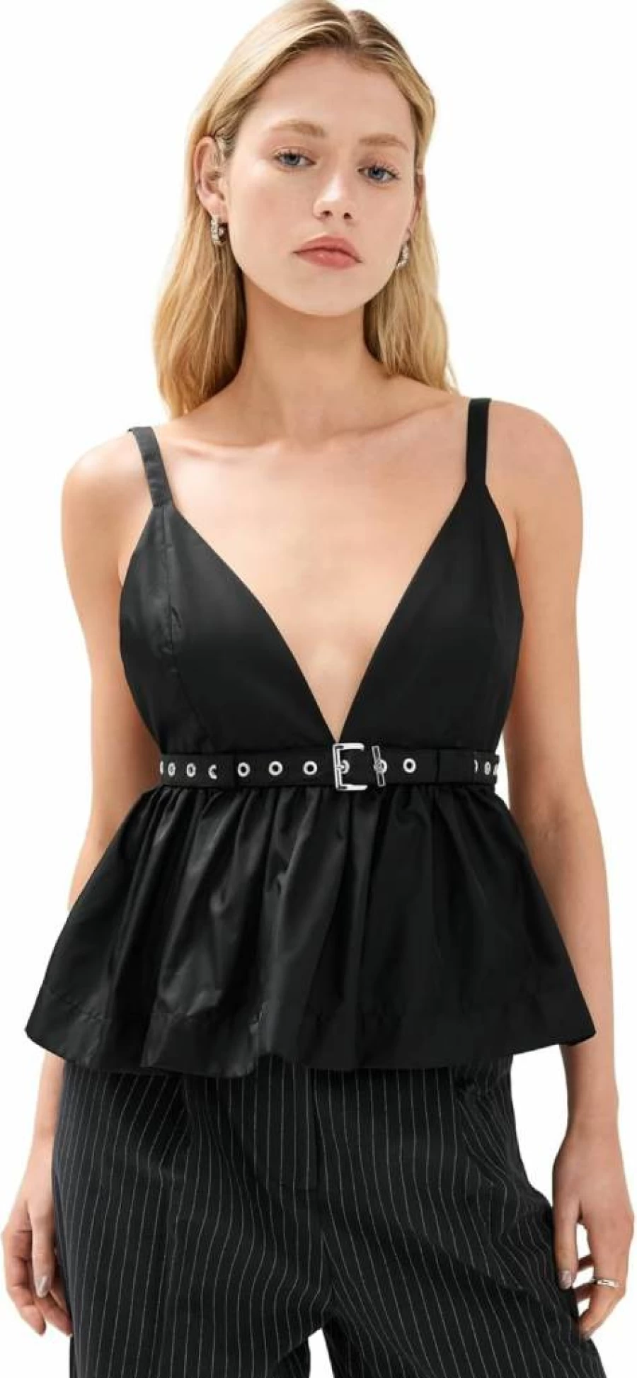 Ganni Women's Duchesse Nylon Strap Top - Sleek Comfort & Style