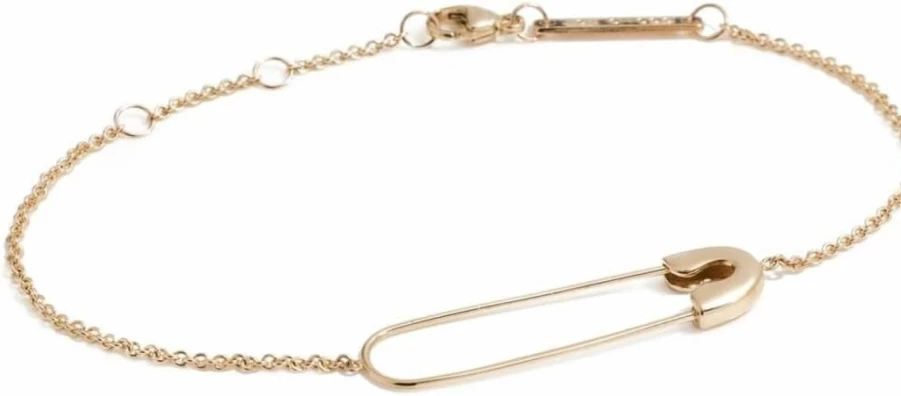ZOE CHICCO 14K Gold Safety Pin Bracelet for Women - Minimalist Luxury Jewelry