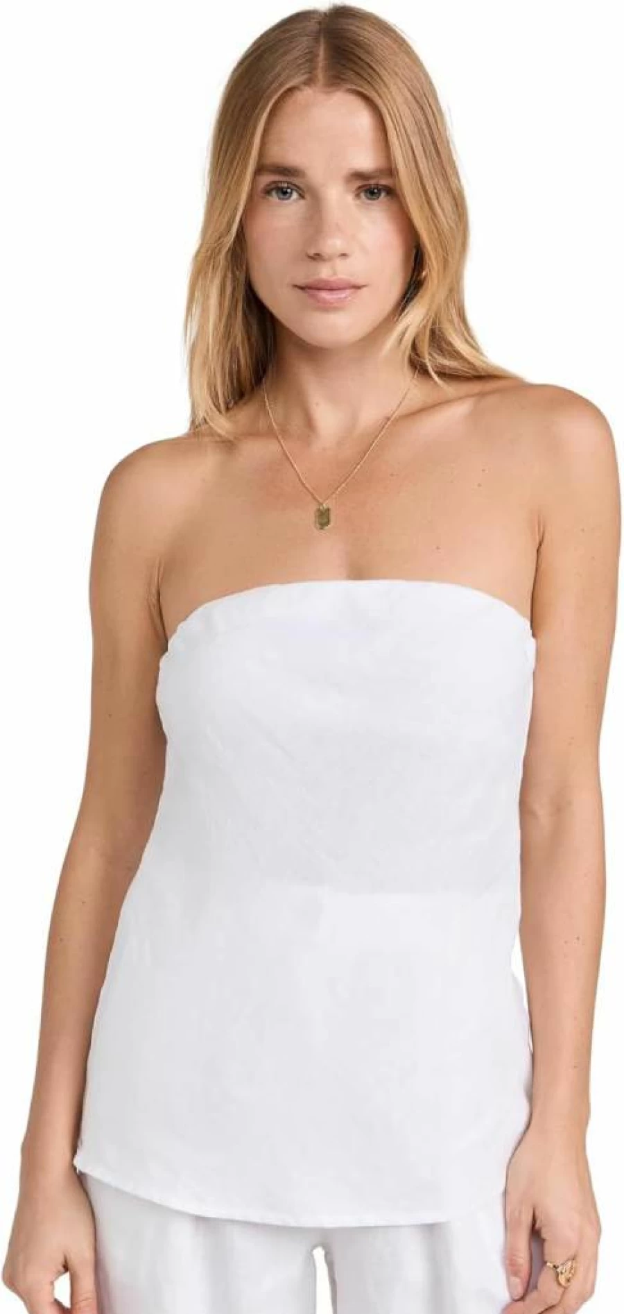 DONNI. Women's Linen Tube Top - Breathable Summer Sleeveless Crop Top