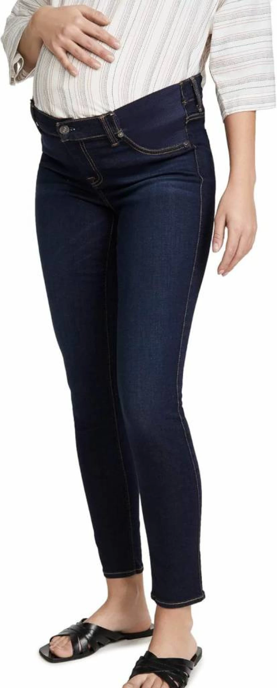 7 For All Mankind Women's Maternity Skinny Jeans - Ankle-Length Stretch Denim Pants for Pregnancy