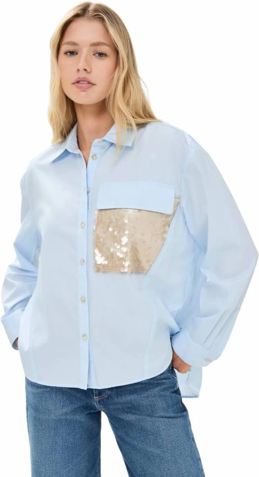 Tanya Taylor Women's Sequin Topher Glitter Blouse Party Wear