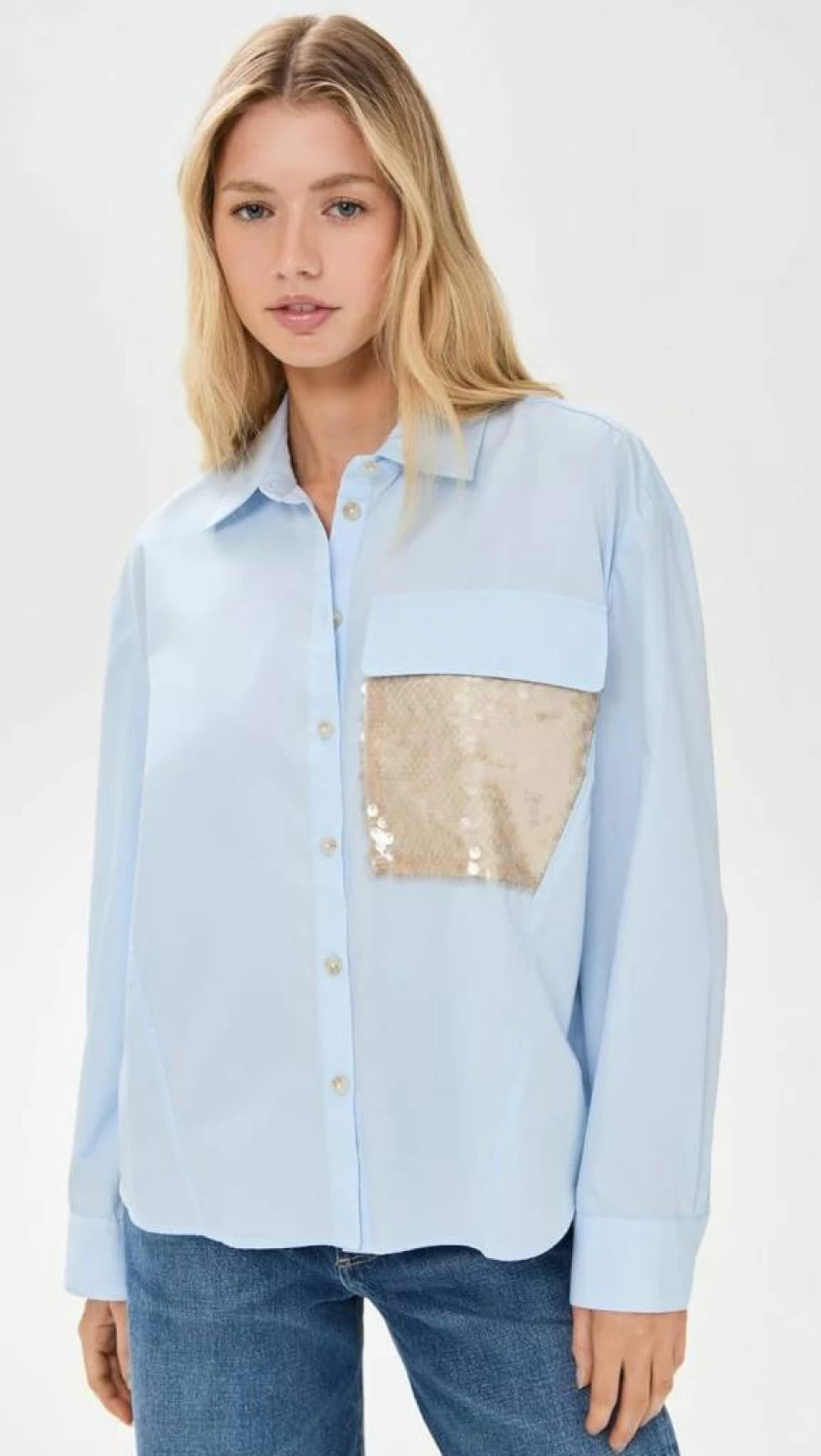 Tanya Taylor Women's Sequin Topher Glitter Blouse Party Wear