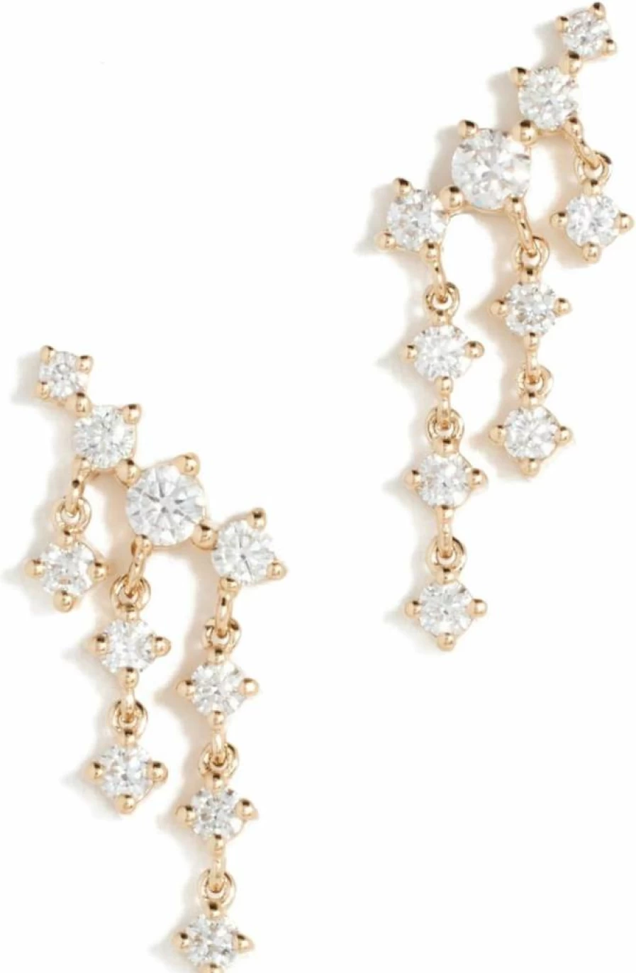 EF Collection Women's Diamond Drip Stud Earrings – Elegant Sterling Silver Dangle Earrings with Genuine Diamonds