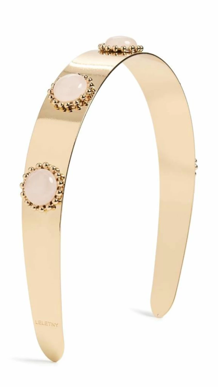 LELET NY Rose Quartz Gold Metal Headband for Women - Petite One Size Hair Accessory