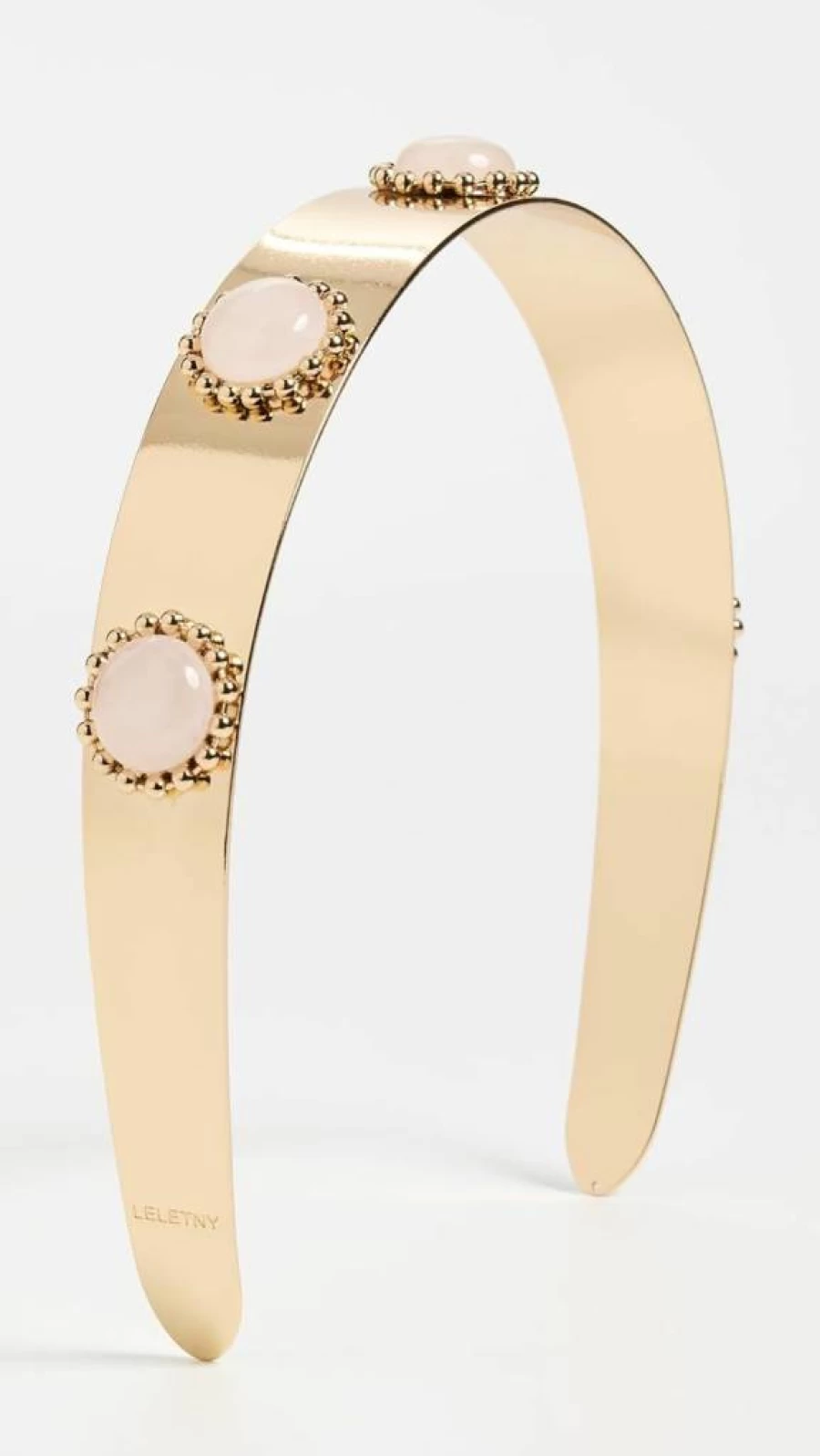 LELET NY Rose Quartz Gold Metal Headband for Women - Petite One Size Hair Accessory