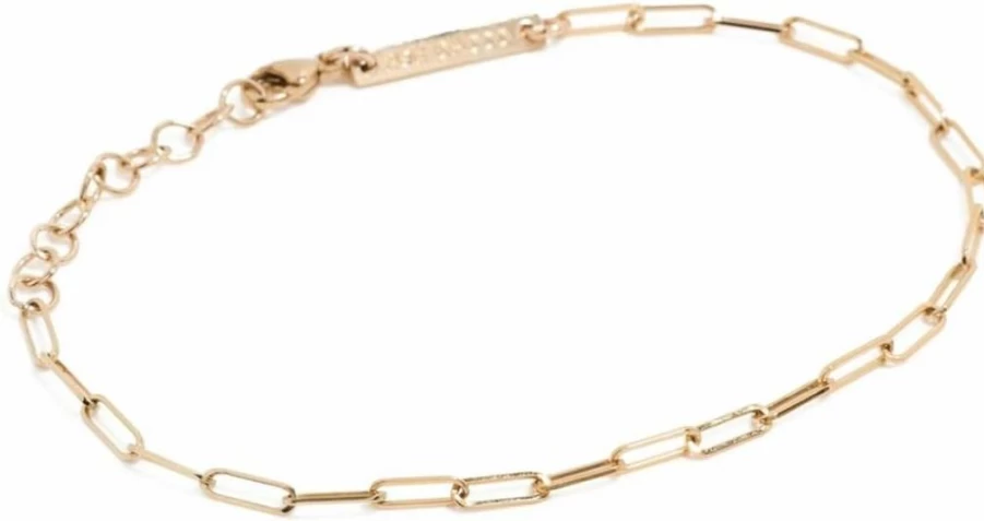 ZOE CHICCO 14K Gold Paperclip Chain Bracelet for Women - Minimalist Dainty Small Link Bracelet