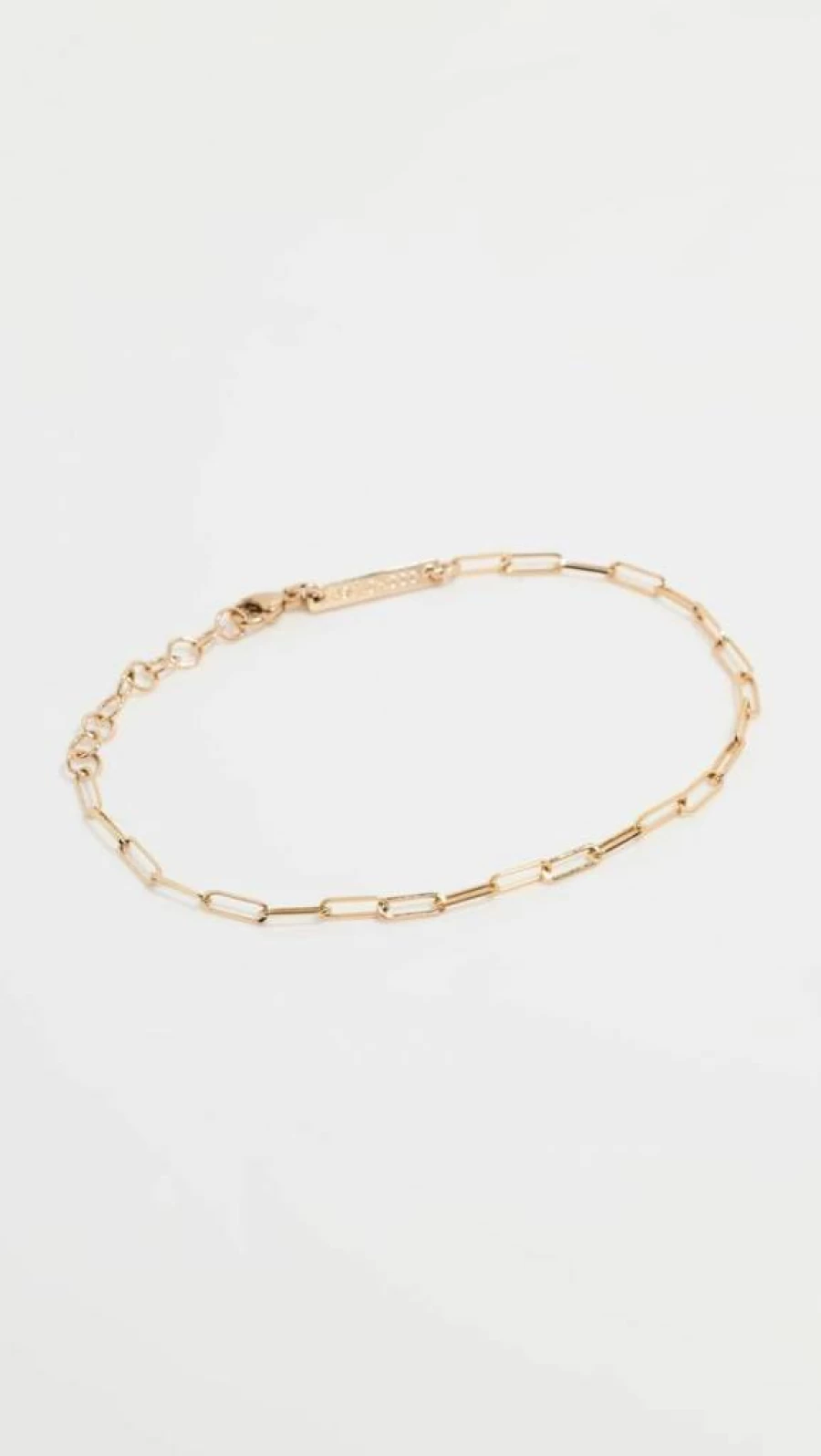 ZOE CHICCO 14K Gold Paperclip Chain Bracelet for Women - Minimalist Dainty Small Link Bracelet