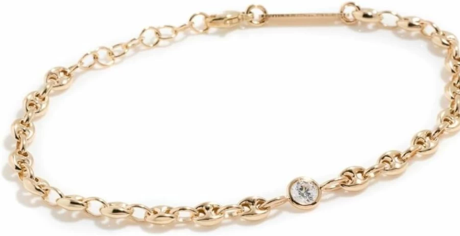 ZOE CHICCO 14K Gold Mariner Chain Bracelet with Floating Diamonds for Women