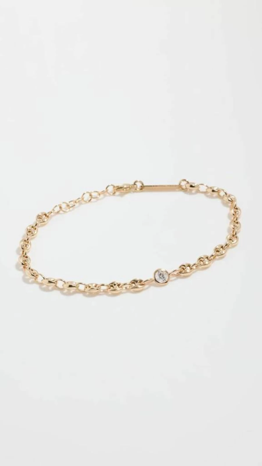 ZOE CHICCO 14K Gold Mariner Chain Bracelet with Floating Diamonds for Women