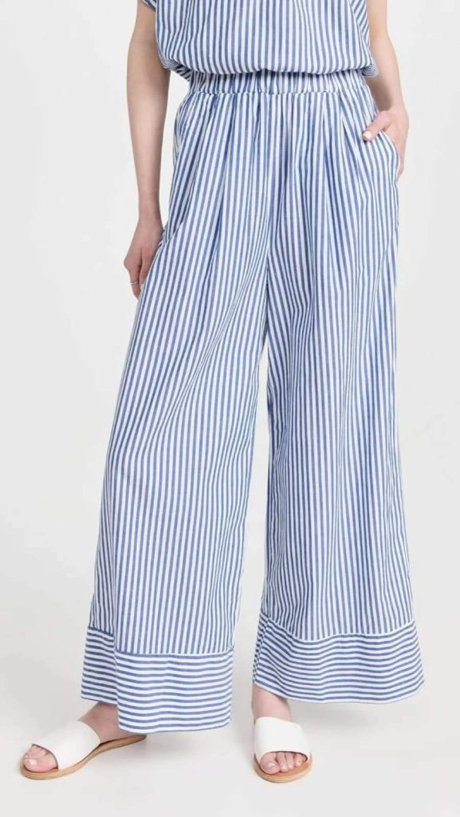 Stateside Women's Wide Leg Poplin Pants with Stripes - Comfortable & Stylish