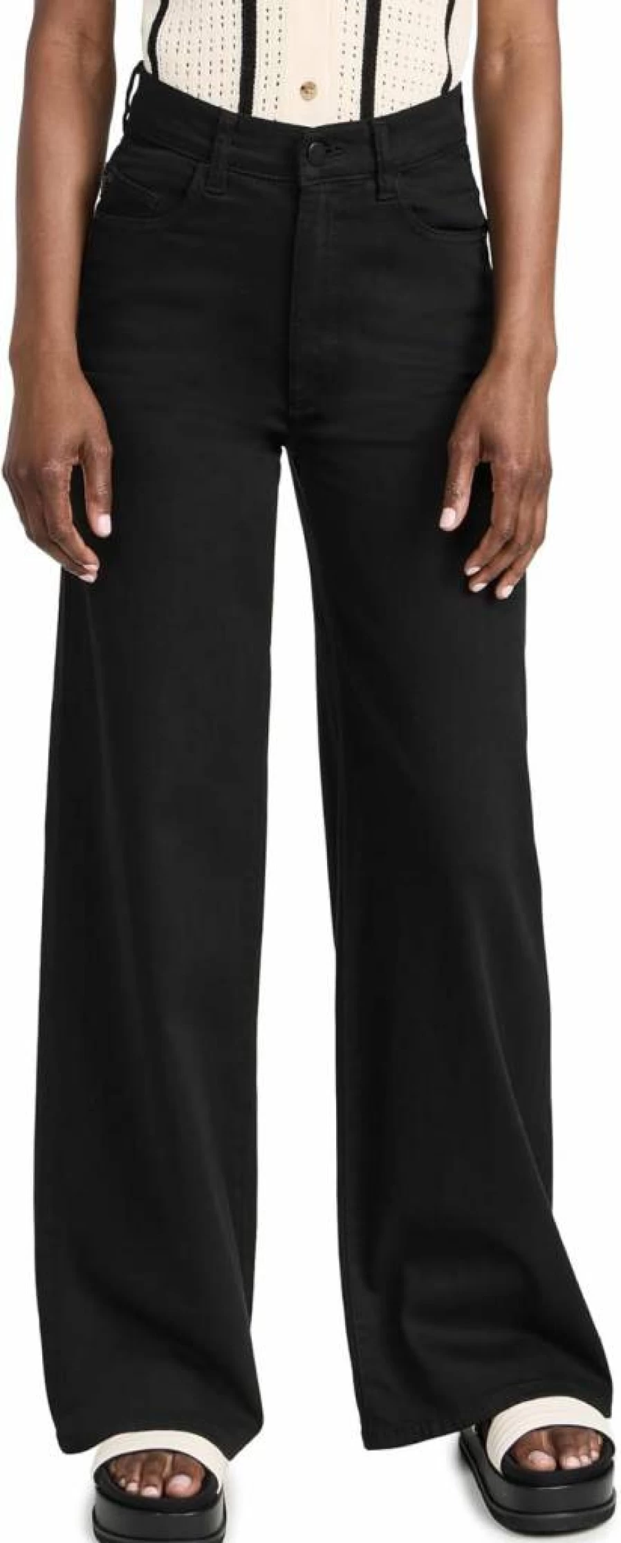 DL1961 Women's High Rise Wide Leg Jeans - Vintage Hepburn Style Denim Pants