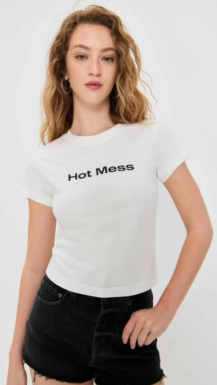 ABRAND Women's Nepo Baby Tee Hot Mess Vintage Inspired Casual T-Shirt