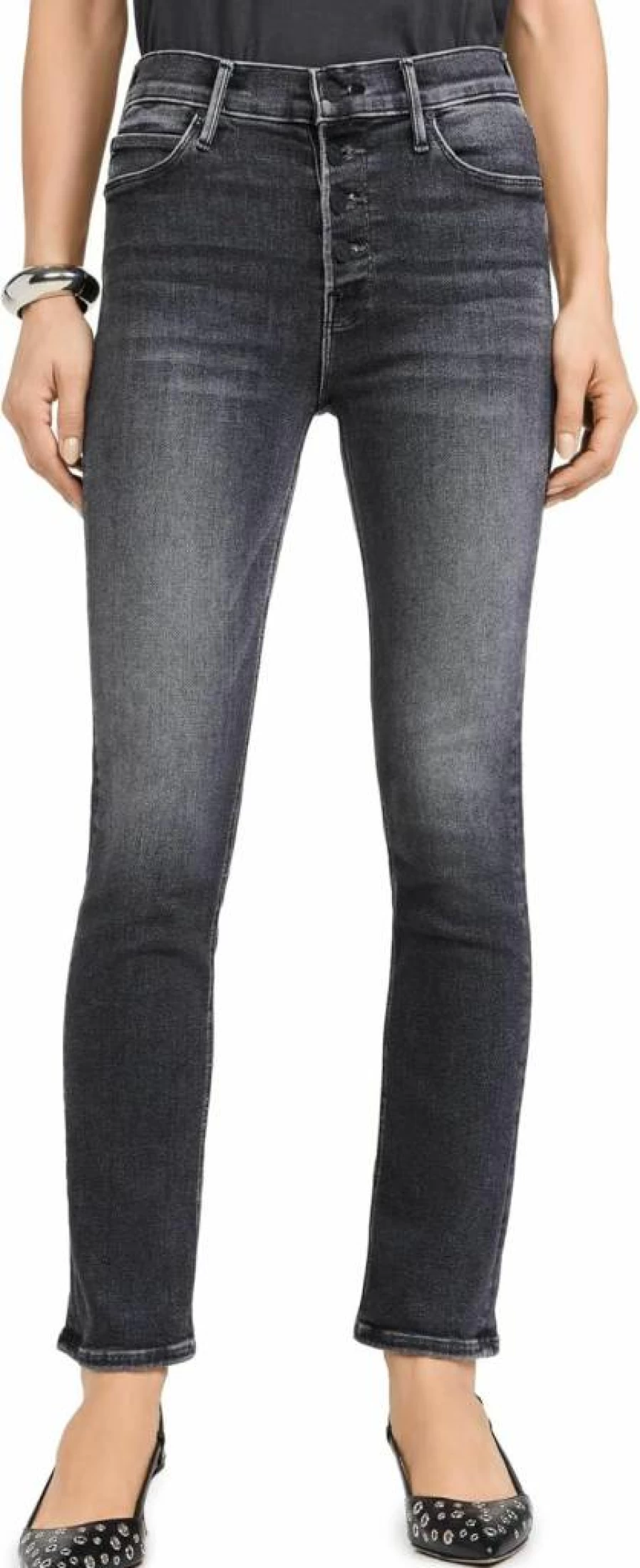MOTHER Women's Pixie Mid Rise Dazzler Ankle Jeans for Women - Stylish Stretch Denim Skinny Fit