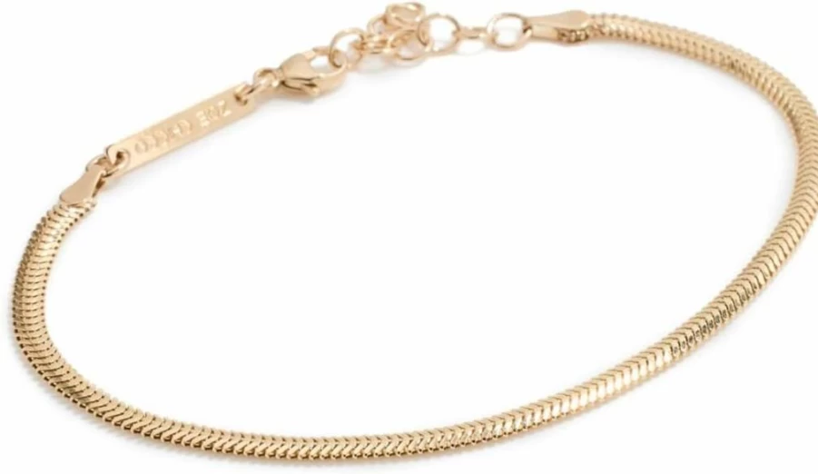 ZOE CHICCO 14K Gold Oval Snake Chain Bracelet for Women - Minimalist Dainty Snake Jewelry