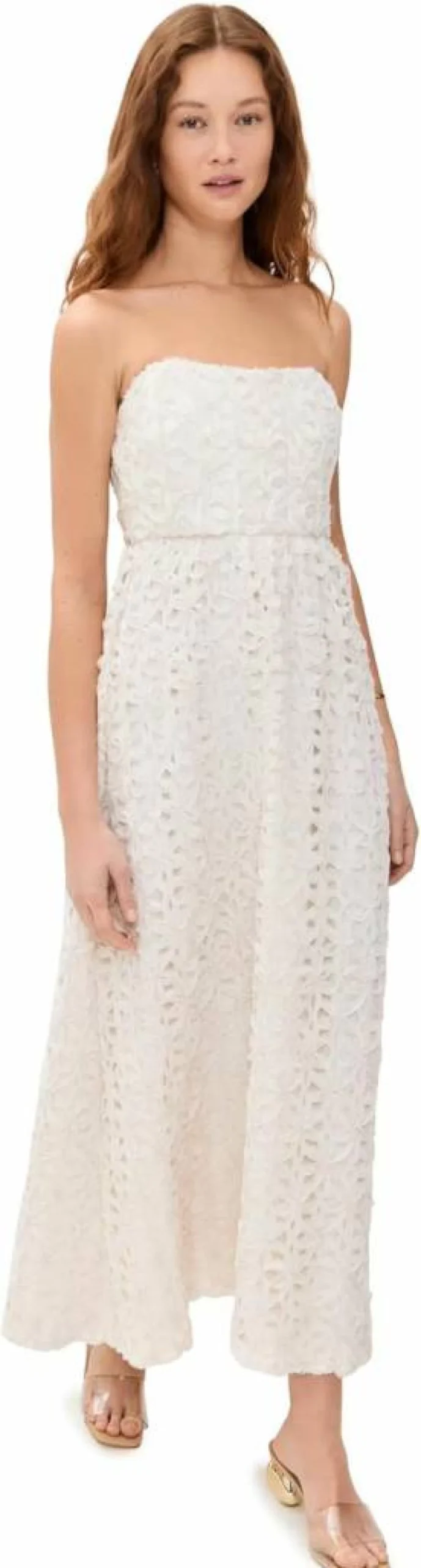 Line & Dot Women's Floral Strapless Maxi Dress - Summer Boho Chic Long Beach Dress