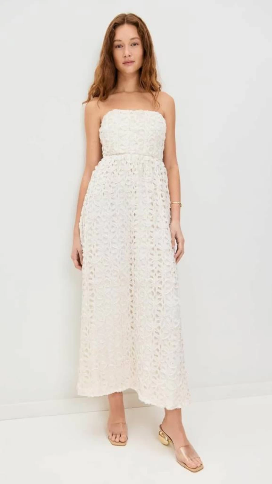 Line & Dot Women's Floral Strapless Maxi Dress - Summer Boho Chic Long Beach Dress