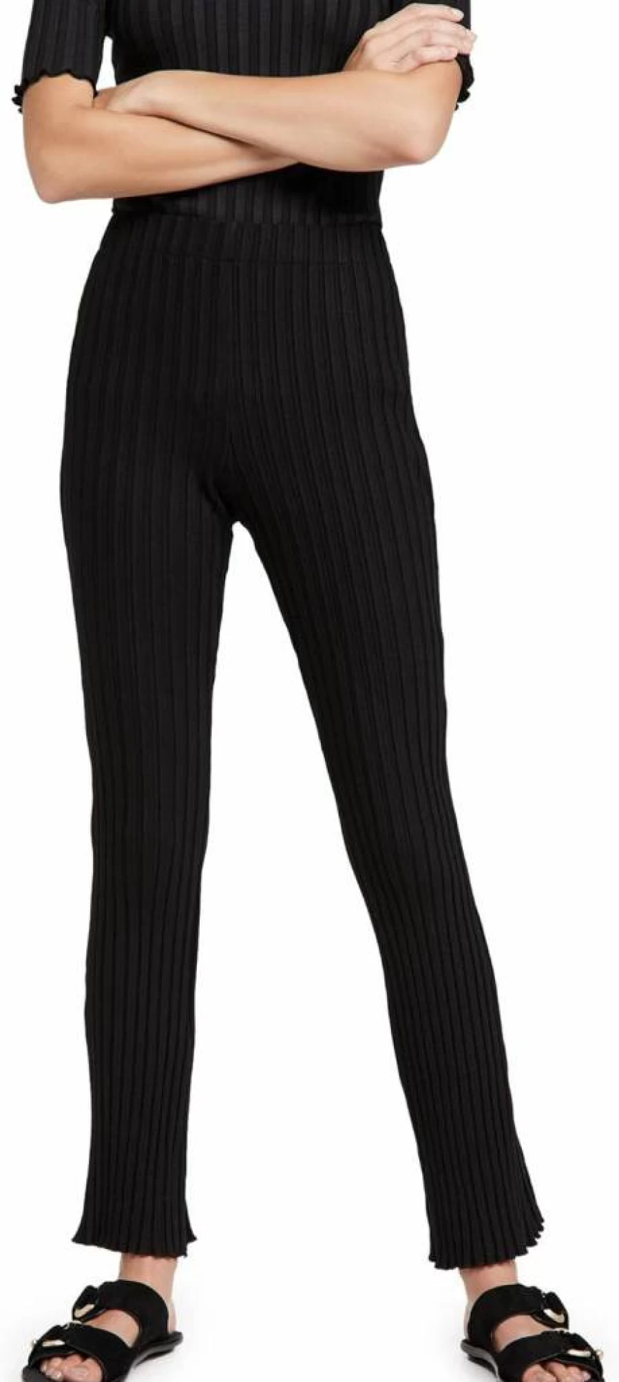 SIMON MILLER USA Women's Ribbed Cyrene Pants High-Waisted Tapered Trousers