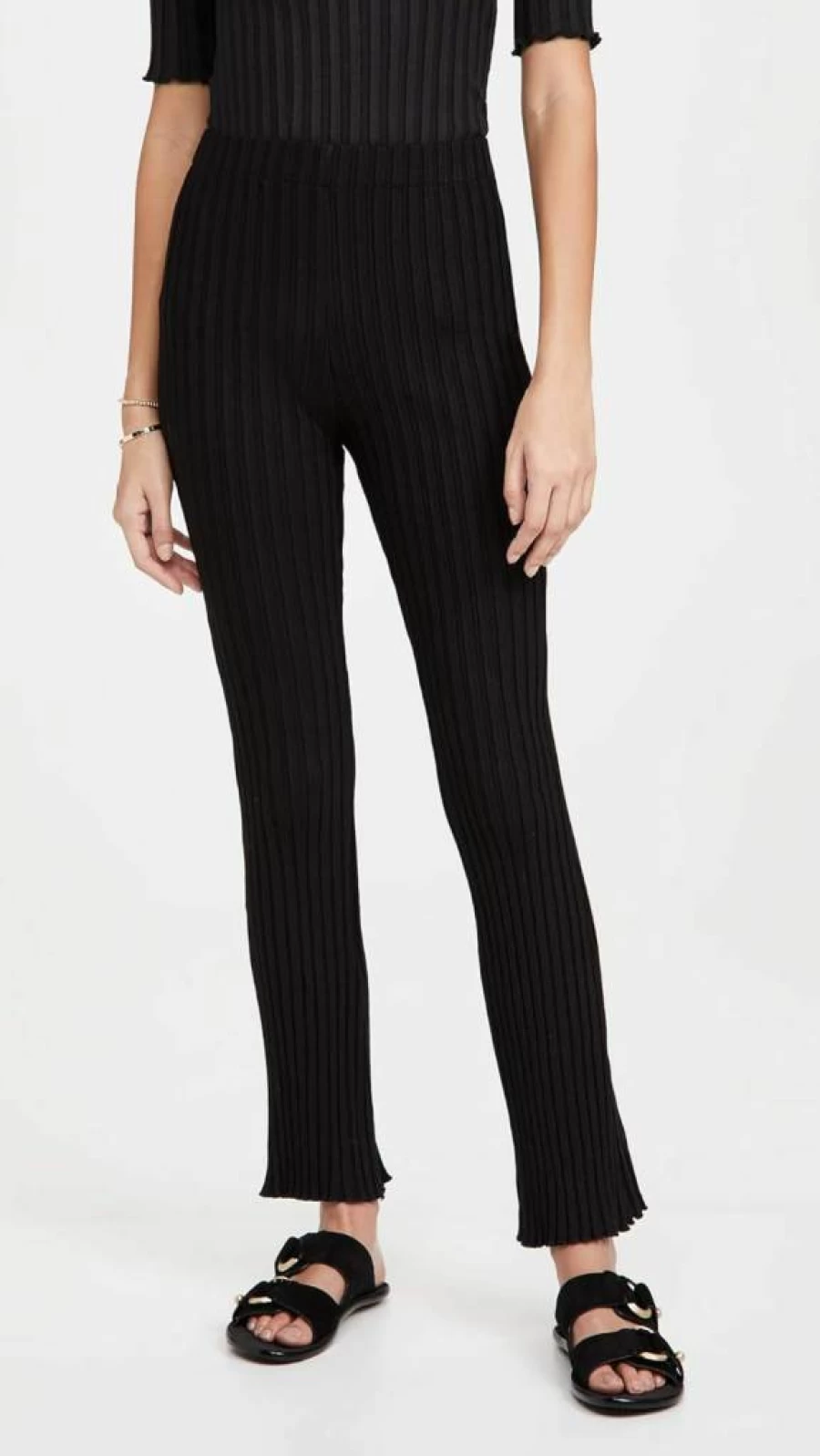 SIMON MILLER USA Women's Ribbed Cyrene Pants High-Waisted Tapered Trousers