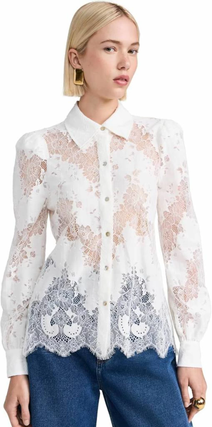 L'AGENCE Women's Jenica Lace Blouse - Elegant Feminine Top for Women