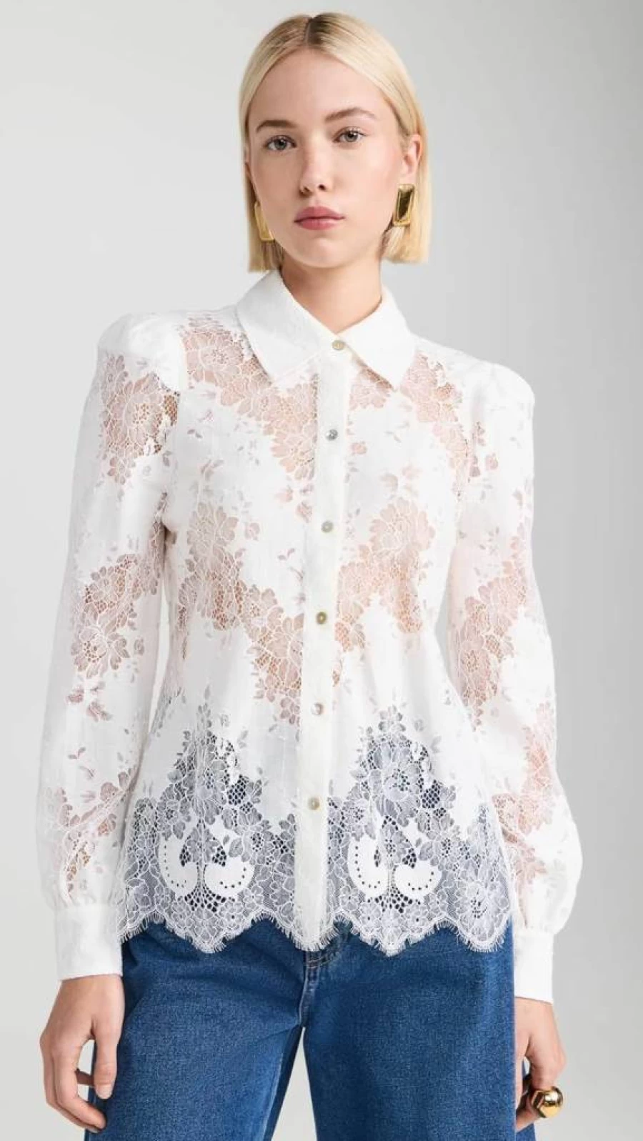 L'AGENCE Women's Jenica Lace Blouse - Elegant Feminine Top for Women